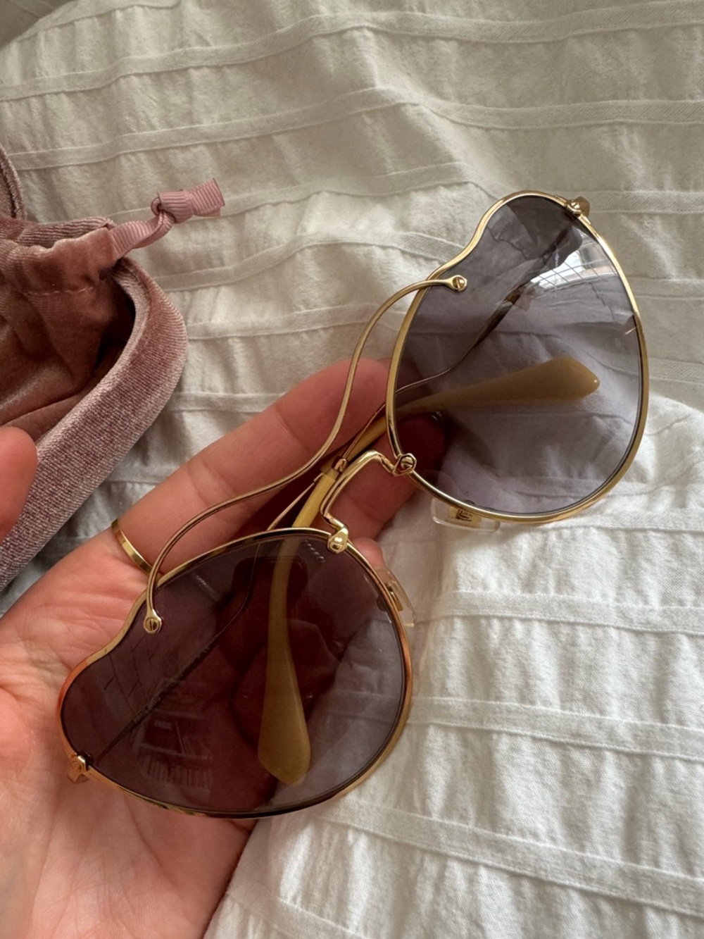 MIU MIU Cat Eye Gold Sunglasses “SCENIQUE” - Picture 2 of 8
